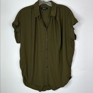 Madewell Green Short Sleeve Button Down Shirt Size Small